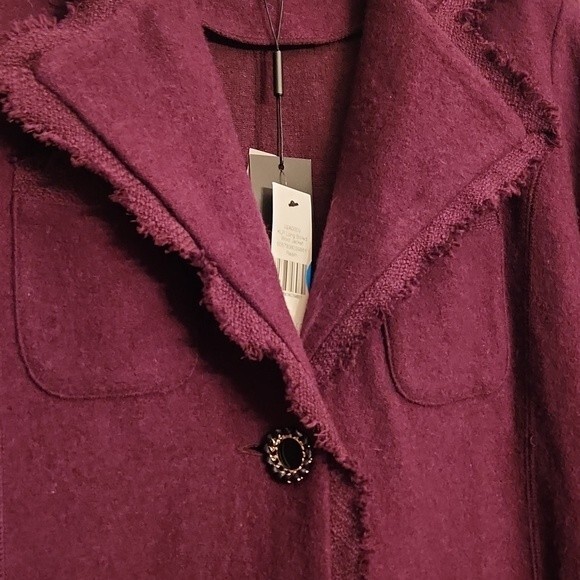 Karl Lagerfeld Paris Long Boiled Wool Jacket Coat in Raisin Purple Size S NWT! - Picture 7 of 11